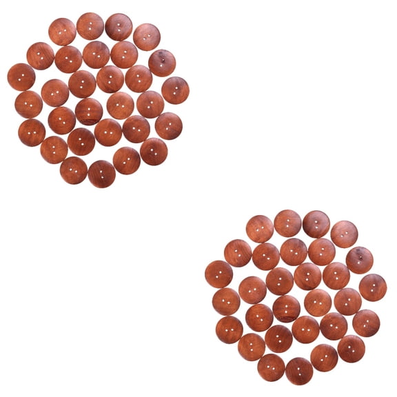 Hemoton 60 PCS 40MM Round Sag Two Holes Pattern Decorative Buttons For Sewing Scrapbooking Crafts (Brown)