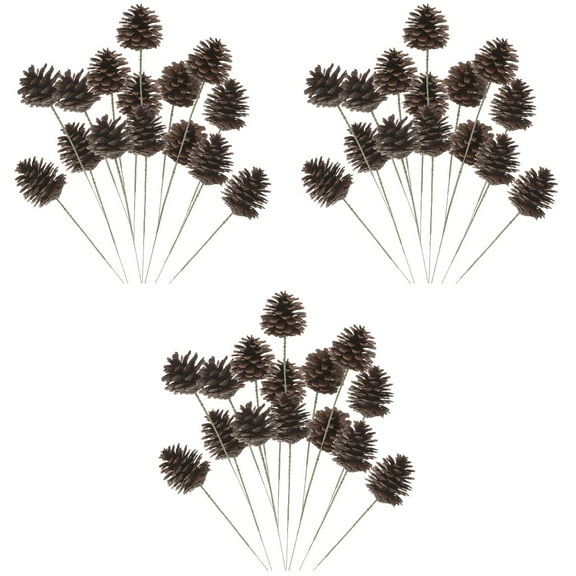 Hemoton 60 pcs  Christmas Decorations Xmas Pine Cone Stems Xmas Fake Flower Arrangements