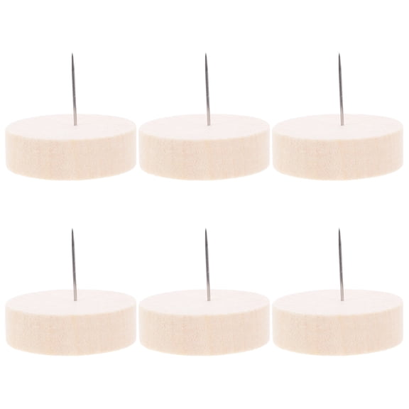 HEMOTON Wooden Doll Display Stand for Home Use Stable and Elegant Khaki Base with Metal Needle Small Size 6 Pieces