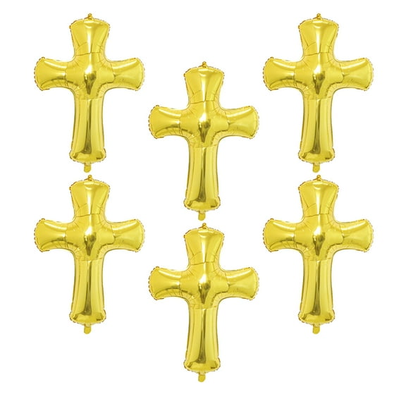 EXHUMKY Cross Shaped Balloon Golden Aluminum Foil 6Pcs 29.5X24.8X3.9In