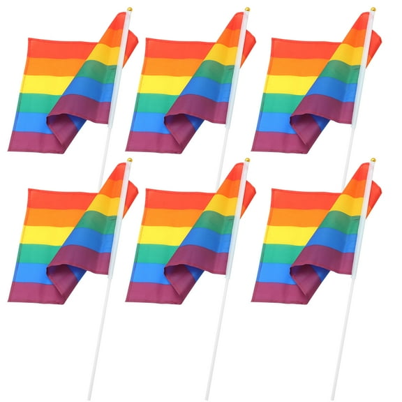 EXHUMKY Pride Flags Mini Hand Held on Sticks for Home Decor 6Pcs 24X17X0.6In