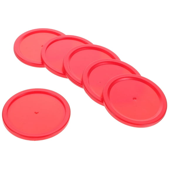 SOPOTUTU 6Pcs Red Plastic Ice Hockey Pucks Stable Replacement for Air Hockey Game Tables