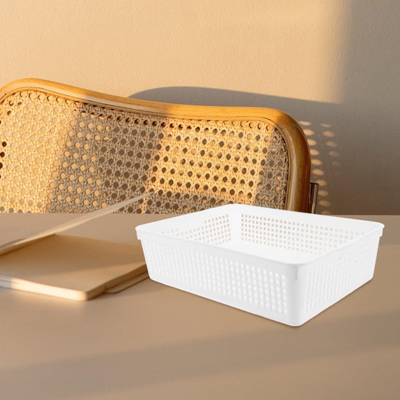 YOSADIER 6Pcs White Storage File Boxes Plastic Sundries Baskets for Office and Home Organization