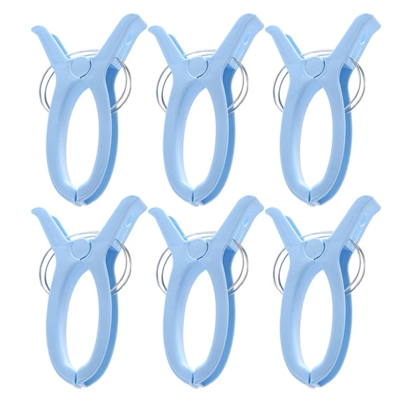 SOPOTUTU 6Pcs Blue Plastic Clothespins with Windproof Feature for Outdoor Clothes Drying