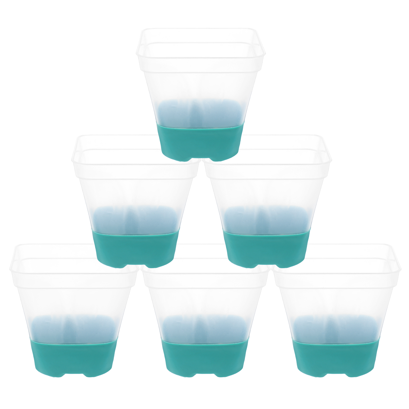 Hemoton 6pcs Reusable Clear Square Plant Pot Silicone Base Breathable ...