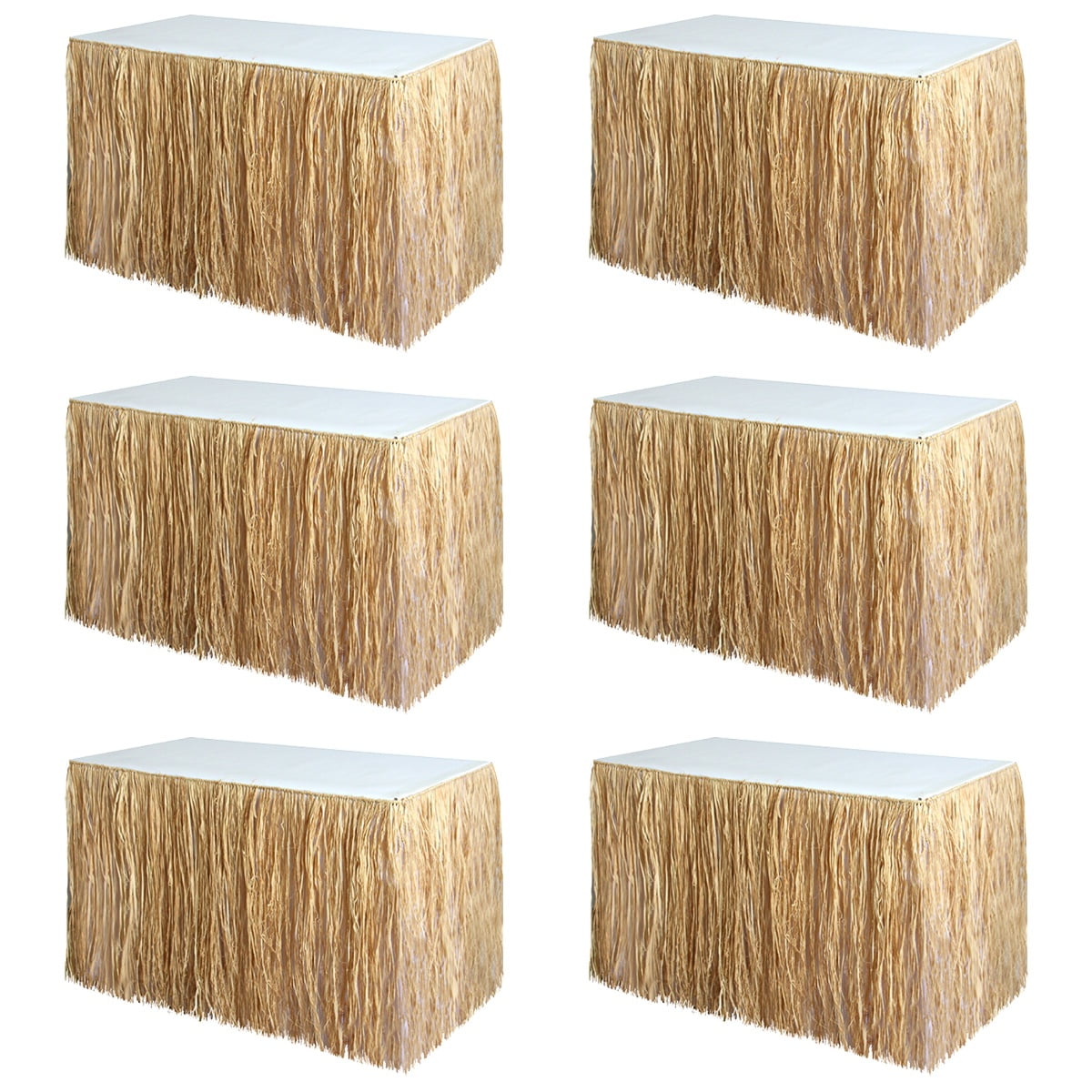 Hemoton 6pcs Summer Party Table Skirt Desk Skirt Decorative Prop with Simulation Straw for Seaside Beach Party Decoration
