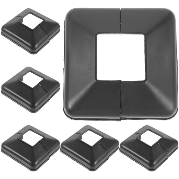 Hytrove Fence Toppers Fence Post Cups Black 6Pcs 4.1x4.1in