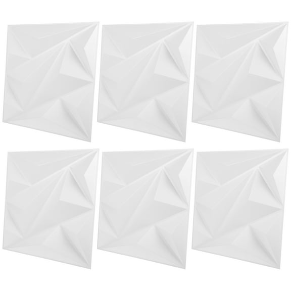 Hytrove Wall Panels For Bedroom 3D Wall Panel White PVC 6Pcs 11.8X11.8X0.79In