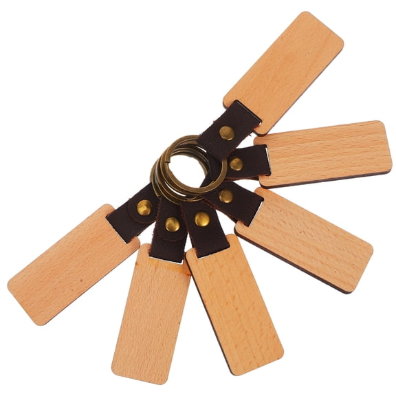 SOPOTUTU  6Pcs Engravable Wooden Keychain Blanks Key Chain Kits for Everyday Use 4.5×1.1×0.2in