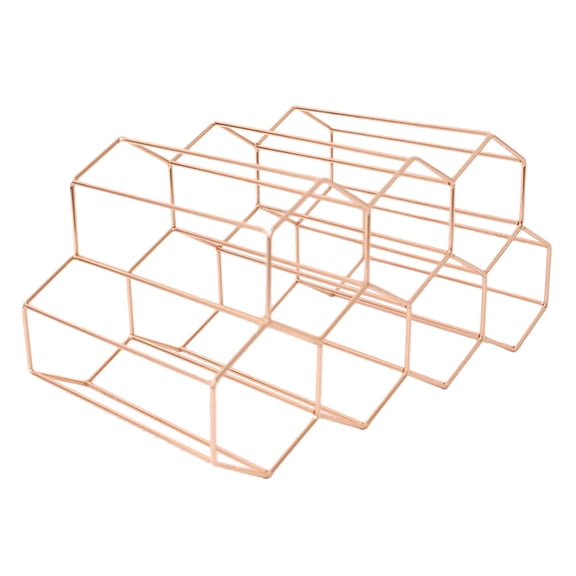 Hemoton  7 Bottle Water Organizer Wine Rack Display under Cabinet Mount Rose Gold