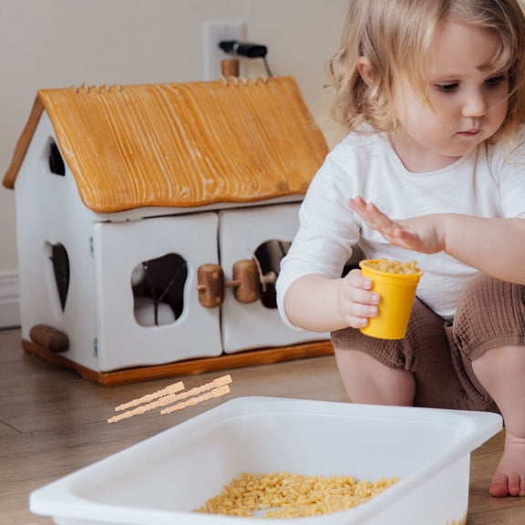 Hemoton 8 Pcs Mini Table Base 5.90X0.65X0.65CM Light Brown