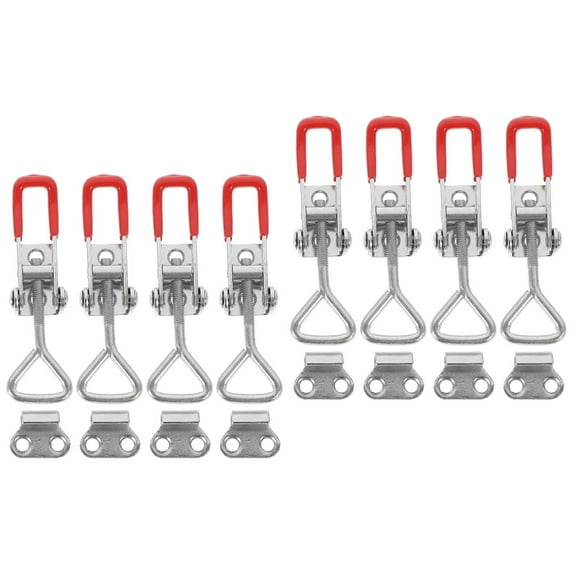 Hemoton 8-Piece Heavy Duty Adjustable Metal Toggle Latch Clamp Set for Cabinet Door Locking and Secure Clasp
