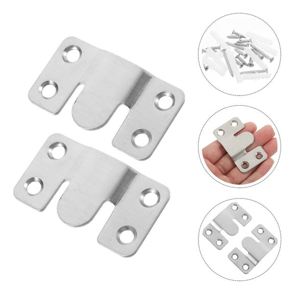 HEMOTON Stainless Steel Invisible Bed Frame Brackets for Home Use Silver Heavy Duty 8 Sets