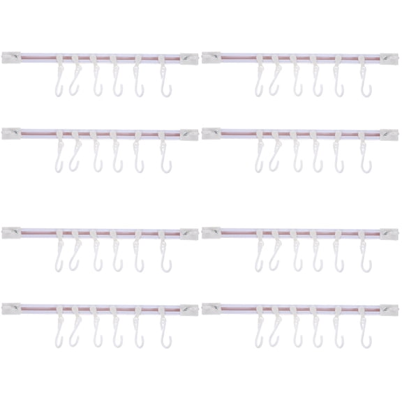 Hemoton 8 Sets  of Wall-mounted Sliding Hooks Rack Kitchen Hanging Hooks Wall Hanging Hook Rack