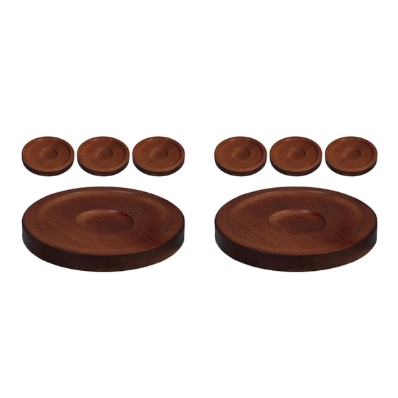 Hemoton 8-Piece Round Wooden Set with Anti-Skid Pads, Rustic Drink Mats for Coffee Tables, Desks, and Home Decor