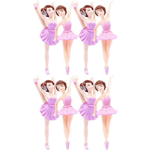 Hemoton 8-Piece Ballet Dancing Girl Cupcake Toppers Set for Cake Decoration, Party Dessert Ornaments