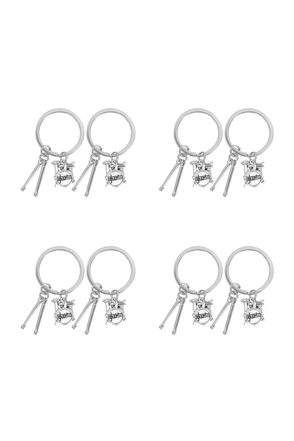 8 pcs Musician Drum Keychain Percussion Drumsticks and Snare Drum Key Ring Rock Band Pendant for Drummers and Percussionists