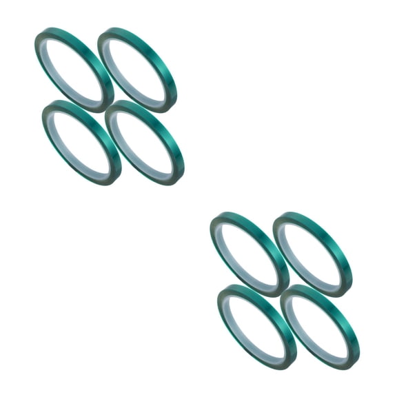 Hemoton 8 pcs  High Temperature Polyester Green Masking Pet Tape Rolls Heat and Fireproof 33m8mm for Powder Coating E Coating or Plating Projects