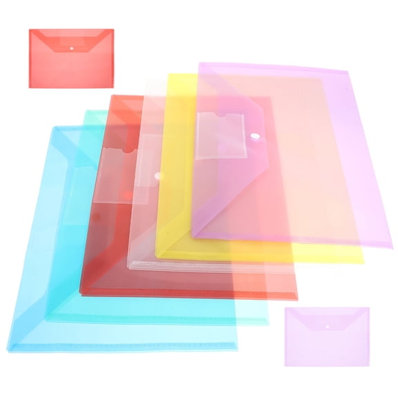 Hemoton Transparent Document Envelopes with Button Closure, Plastic File Pockets for Document Storage