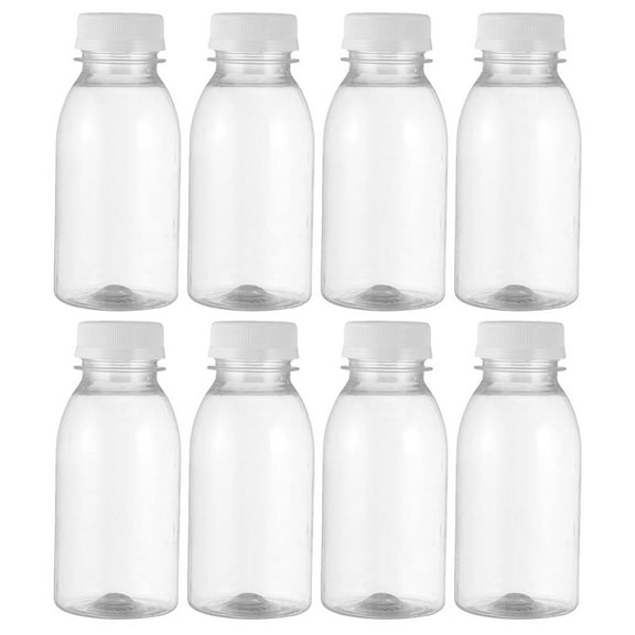 Hemoton 8pcs Empty Water Bottles Household Beverage Bottles Reusable Juice Containers with Lids