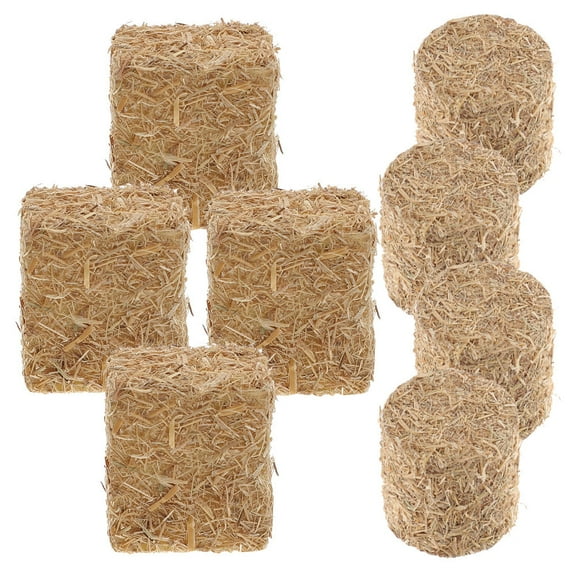 Hemoton 8pcs Mini Hay Bales Small Decorative Hay Miniature Haystack Doll House Decors