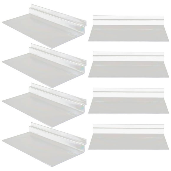 Hemoton 8pcs Slatwall Shelves Clear Slatwall Shelf Plastic Shelves Shoe Hanging Slatwall Rack for Wall