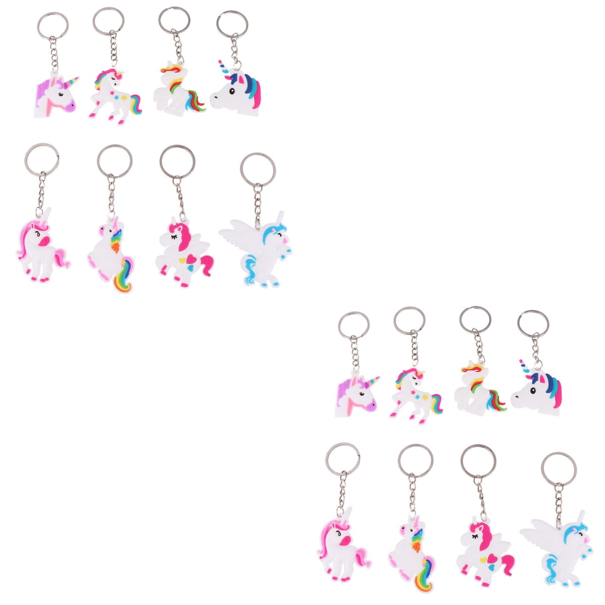Hemoton 96 pcs  Cartoon Unicorn Key Ring Unicorn Keychain Hanging Ornament Keychain Pendant (Random Style)