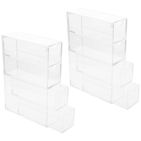 Hemoton Acrylic Eyeglass Organizer for Multiple Glasses Transparent Desktop Storage Drawer Water Resistant 2pcs