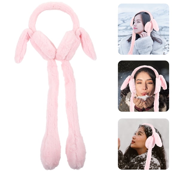 Hemoton Cute Movable Ear Plush Earmuffs for Women, Warm Winter and Fall Accessories, Soft Cozy Ear Warmers
