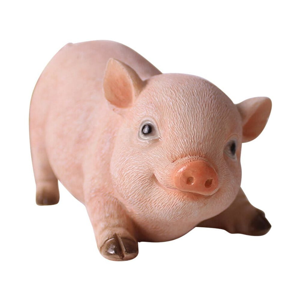 Miniature Pig Figurine Ornament Resin Pig Sculpture Cute Pig Garden Statue  Kids Toy Realistic Pig Decor for Farm Decoration Gift Bucket 10x9x7cm