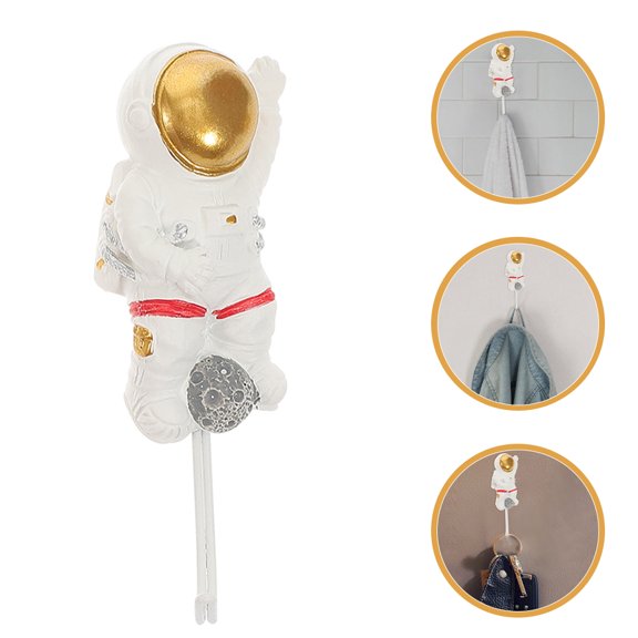Hemoton Astronaut Wall Hook Small Adhesive Hook for Hanging Coats Hats Cute Cartoon Hooks Resin Hook Self-adhesive Cartoon Hook Door Back Hook