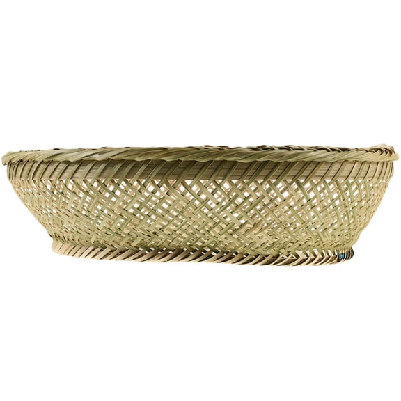 COOPHYA Household Basket Bamboo Woven Storage Basket Olive Green 1Pcs 10.6X10.6X3.1In