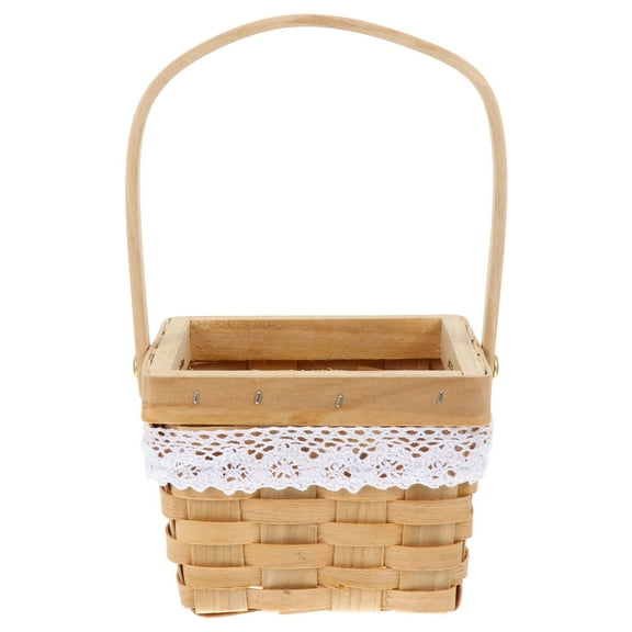 WEAVILUX Wooden Multi-functional Container Beige Hand Woven Flower Arrangement Basket for Mother's Day Valentine's Day