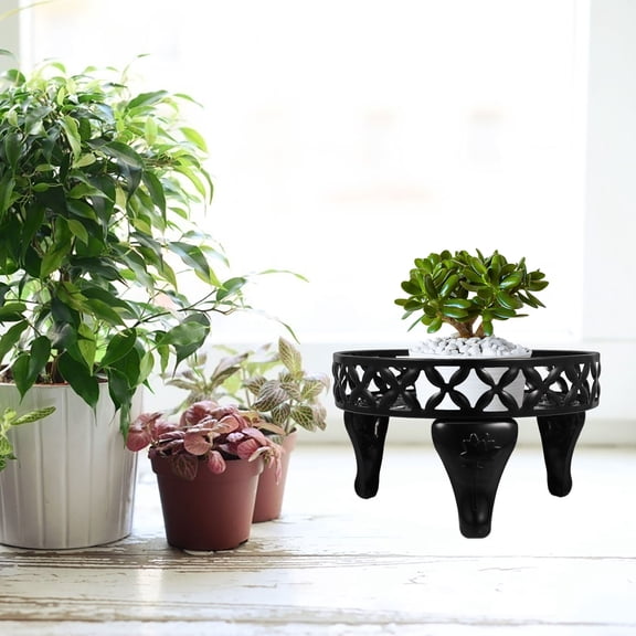 YOSADIER Black Metal Plant Pot Stand with Tall Space Saving Design for Indoor Outdoor Use