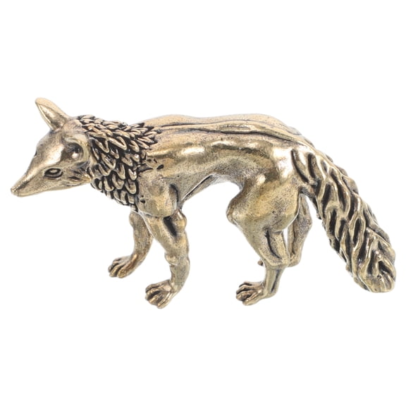 RENACLIPY Brass Fox Ornament Creative Design Home Office Decor Small Metal Statue