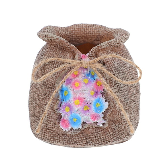 RENACLIPY Burlap Bag Shaped Resin Planter for Outdoor Decor 1Pack 3.9x3.7x3.1in
