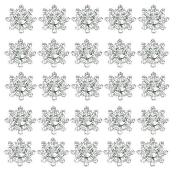 WEAVILUX Small Rhinestone Snowflakes Diy Sewing Buttons Silver Metal 30Pcs