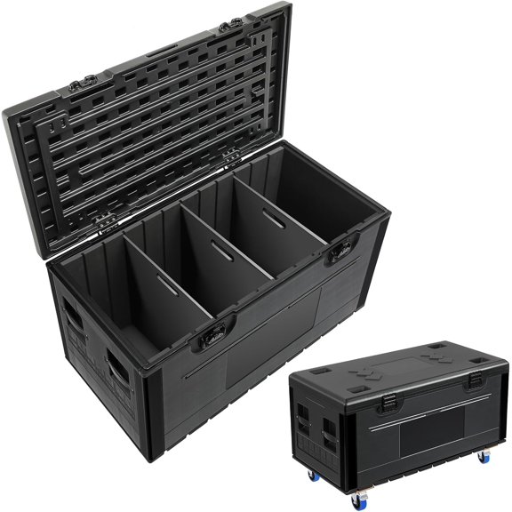 Hemoton Cable Trunk 44.5"x22.4" ATA Road Case, Heavy Duty Utility Road Trunk Flight Case with Wheels, Truck Pack Size Transport for Pro Audio and DJ Touring,1102lbs Load Capacity