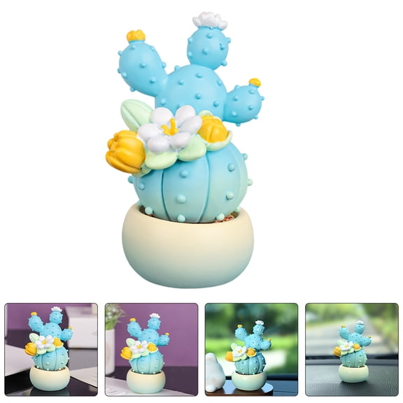 Hemoton Cute Cactus Figurine Decor, Compact Tabletop Cactus Model, Craft Decoration for Home, Office, Vehicle Interior, Unique Cactus Ornament