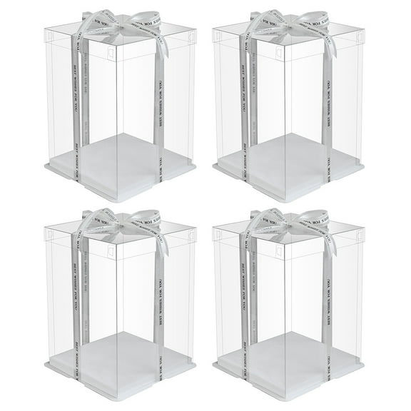 Homoyoyo Clear Plastic Cake Boxes for Storage White Waterproof Oilproof 4 Pcs 4.5"x3.5"x2.5"