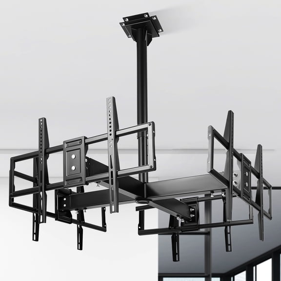 Hemoton Ceiling Digital Signage Mount for 4 Flat Panel Displays | Commercial Grade Quad TV Ceiling Mount with 7 Level Adjustable Height | Fits Up to VESA 600x400, 440 Lbs Capacity