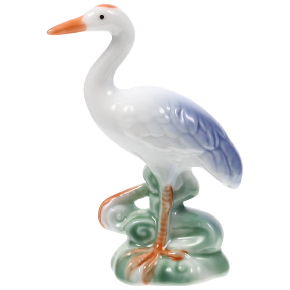 Hemoton Ceramic Crane Statue Ornament Desktop Decoration Small Ceramic Animal Figurine