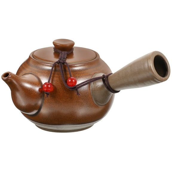 Homoyoyo Ceramic Tea Infuser Pot Dark Brown 1-Pack Teapot with Built-in Strainer for Loose Leaf Tea