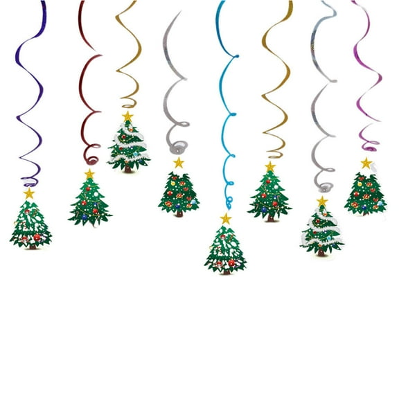 Hemoton Christmas Tree Design Pendant Hanging Swirl Ceiling Pendant Colorful Spiral Streamers Hanging Whirls Christmas Party Decorations Layout Props