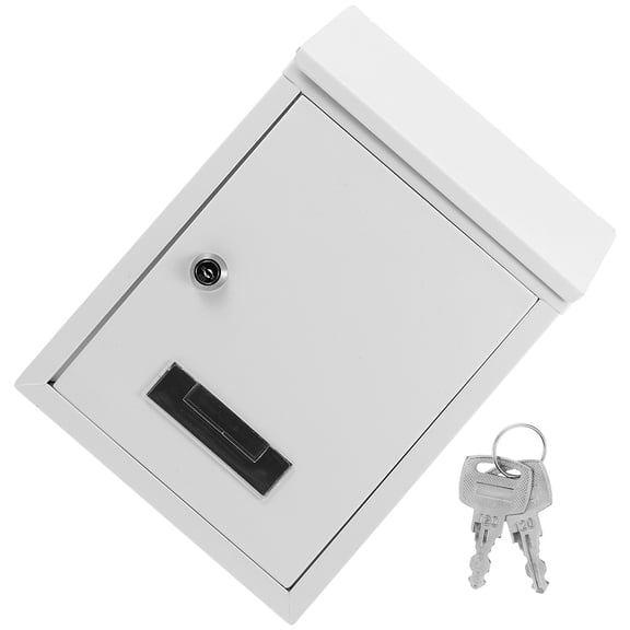 Hemoton Wall Mounted Lockable Mailbox Vintage Iron Post Letter Box Outdoor Wall-Mount Mail Organizer