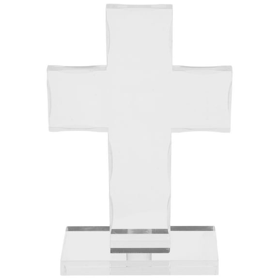 Hemoton Clear Acrylic Cross with Stand Traditional Cross On Base Tabletop Cross Figurine Catholic Faith Cross for Christian Home Table Decorations