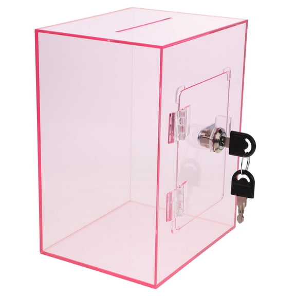 Pink Acrylic Box with Lock for Secure Storage Safe and with Smooth Surfaces 7.5 Inches