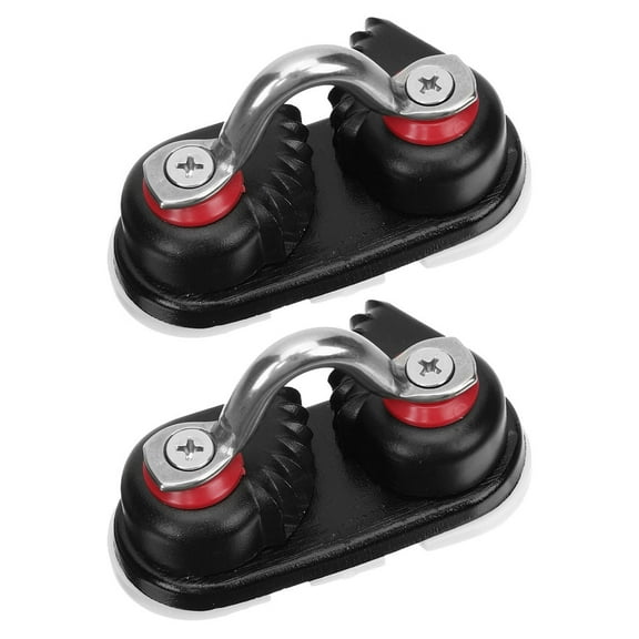 Hemoton Cleat Cam 2pcs Aluminum Alloy Rope Buckle Holder Anchor Cam Cleat Anchor Rope Lock  for Kayak Yacht Boat Accessory Black