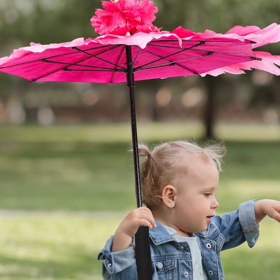 Hemoton Lightweight Fabric Umbrella with Elegant Peony Design, Delicate Cloth Photography Prop for Outdoor and Studio Use