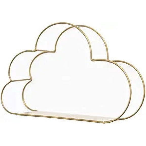 Hemoton Cloud Shaped Desktop Book Rack Modern Metal Wire Bookshelf Simple Magazine Holder Rack for Home Office (Golden)
